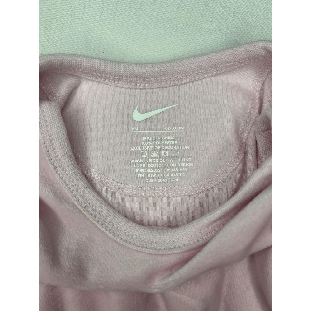 Nike Baby Bodysuit Jogger Pants Set Girls 6M Pink Velour Swoosh Logo 2 Piece - Picture 14 of 14